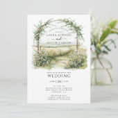 Country Floral Greenerity Summer Wedding Einladung (Stehend Vorderseite)
