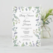 Country Floral Greenery Baby Dusche Sprinkle Einladung (Stehend Vorderseite)