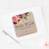 Country floral Kraft Bath Milch Product Labels Quadratischer Aufkleber (Umschlag)