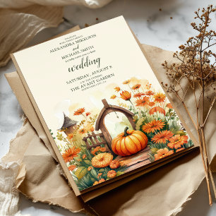Country Floral Pumpkin Scrip Hochzeit Einladung