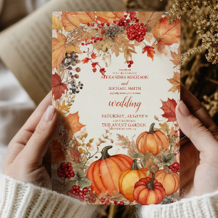Country Floral Pumpkin Scrip Hochzeit Einladung