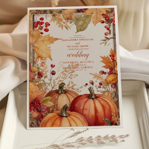 Country Floral Pumpkin Scrip Hochzeit Einladung