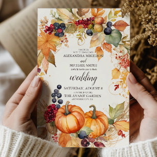 Country Floral Pumpkin Scrip Hochzeit Einladung