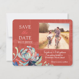 Country Floral Red Wedding Foto Save the Date Einladung
