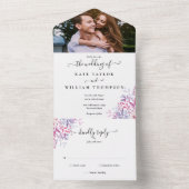 Country Floral Script Monogram Foto Hochzeit All In One Einladung (Innen Boden)