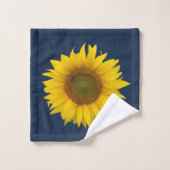 Country Floral Sonnenblumen Sommer Navy Blau Badhandtuch Set (Waschlappen)