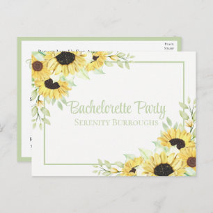 Country Floral Watercolor Sonnenblumen Einladungspostkarte