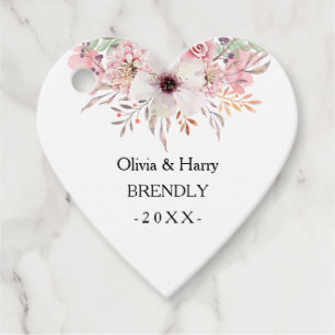 Country Floral Wedding Heart Fvor Gift Tags Geschenkanhänger