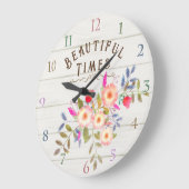 Country Floral White Pine Große Wanduhr (Winkel)