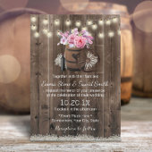 Country Floral Wood Barrel Rustikale Hochzeit Einladung
