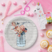 Country Floral Wood Mason Jar Wedding Pappteller (Party)