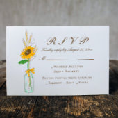Country Floral Yellow Sunflower Wedding RSVP Einladungspostkarte