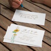 Country Floral Yellow Sunflower Wedding RSVP Einladungspostkarte
