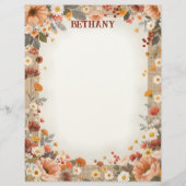 Country Flowers on Burlap Stationery Paper Briefbogen (Vorderseite)