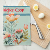 Country Folk Art Chickens on Blue Gingham Karo Geschirrtuch (Viertel Falte)