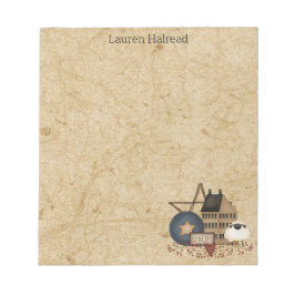 Country Folk Art Mustard Saltbox Schafdekor Notizblock