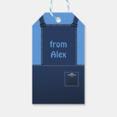 Country Folk Blue Overalls Custom Gift Tag Geschenkanhänger (Rückseite)