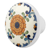Country Folk Flower Mediterranean Blue Orange Keramikknauf (Rechts)