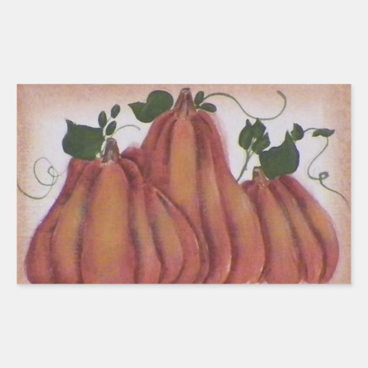 Country Folk Pumpkin Label Rechteckiger Aufkleber (Vorderseite)