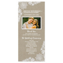 Country Foto Burlap- und Hochzeitsprogramme