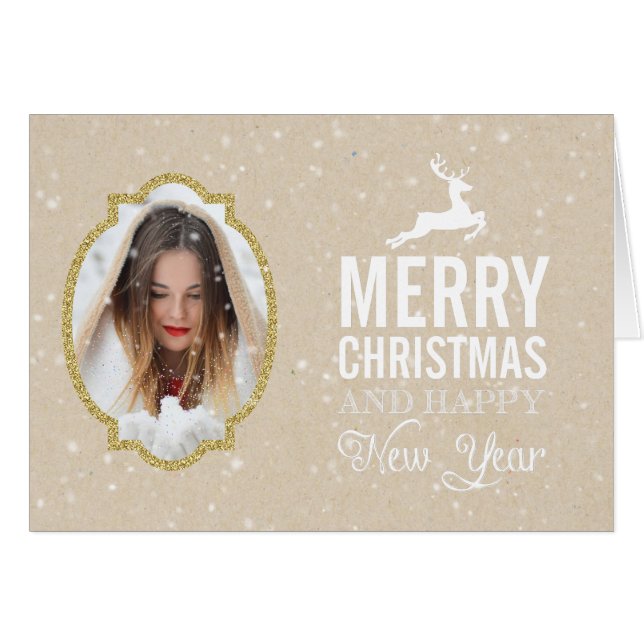 Country Foto Lace Rahmen Weihnachtskarte (Vorderseite (Horizontal))