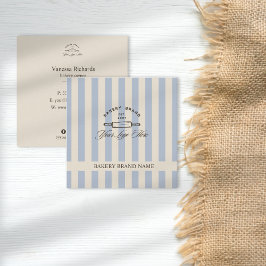 Country French Blue Striping Bakery Logo gestriche Quadratische Visitenkarte