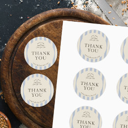 Country French Blue Striping Bakery Logo gestriche Runder Aufkleber