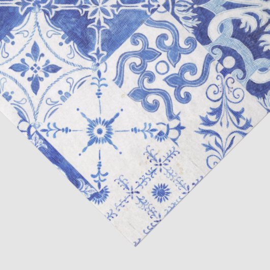 Country French Farm Blue White Tile Decoupage Seidenpapier (Ausschnitt)