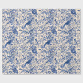 Country French Garden Toile de Jouy Blue Geschenkpapier (Flach)