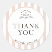 Country French Pink Strip Bakery Logo Vielen Dank Runder Aufkleber (Vorderseite)