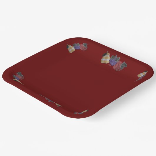 Country Frucht Cranberry gefärbt Pappteller (Gewinkelt)