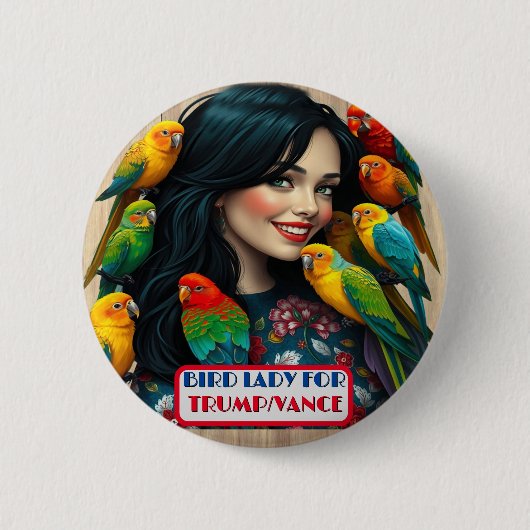 Country Gals Bird Lady für Trump/Vance Button (Vorderseite)