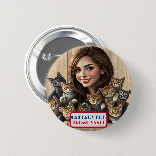 Country Gals Cat Lady für Trump/Vance Button (Vorne & Hinten)