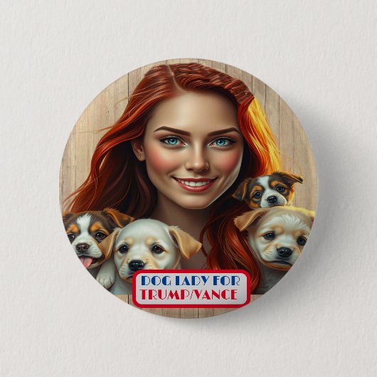 Country Gals Dog Lady für Trump/Vance Button (Vorderseite)