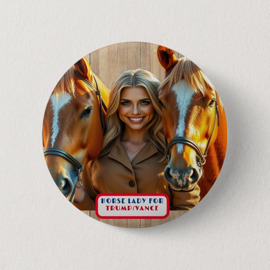 Country Gals Horse Lady für Trump/Vance Button (Vorderseite)