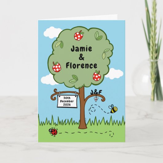 Country Garden Apple Tree Wedding Karte (Vorderseite)