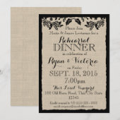 Country Garden Black mit Burlap Probe Dinner Einladung (Vorne/Hinten)