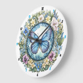Country Garden" - Blauer Schmetterling Große Wanduhr (Winkel)