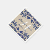 Country Garden Damask Blue und Burlap Serviette (Ecke)