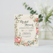 Country Garden Floral Bridal Shower Invitation  Postkarte (Stehend Vorderseite)