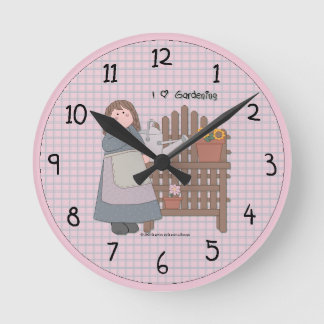 Country Garden Girl Wall Clock Runde Wanduhr