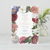 Country Garden Rose Floral Engagement Party Einladung (Stehend Vorderseite)