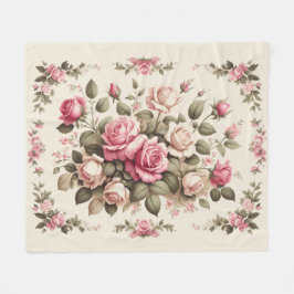 Country Garden Roses auf Creme Hintergrund Fleecedecke