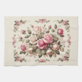 Country Garden Roses auf Creme Hintergrund Geschirrtuch (Horizontal)