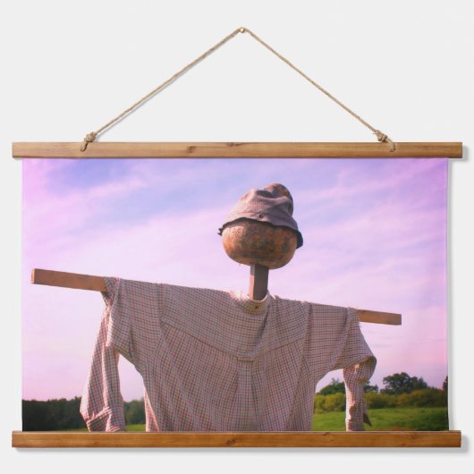 Country Garden Scarecrow Wandteppich Mit Holzrahmen (Vorne)