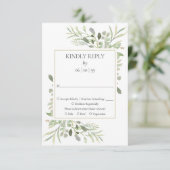 Country Garden Watercolor Greenerity Wedding RSVP (Stehend Vorderseite)