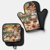 Country gemütlich ofenhandschuh & Topflappen-Set (Vorderseite/Rückseite)