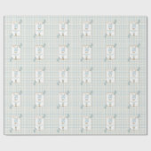 Country Gingham Blue Jean Baby Dusche Willkommen Geschenkpapier (Flach)
