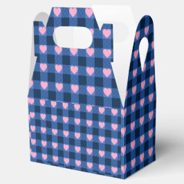 Country Gingham Blue Pink Herzmuster Geschenkschachtel
