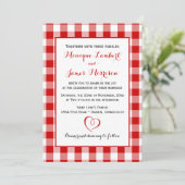 Country Gingham Red & White Karos Hochzeit Kariert Einladung (Stehend Vorderseite)